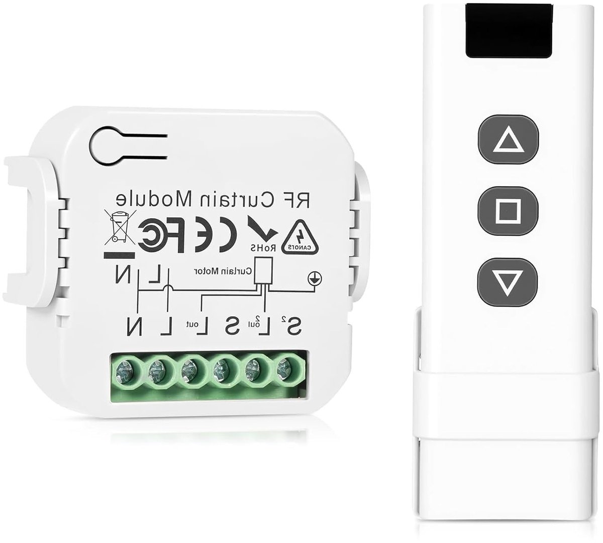 Draadloze Shutter Controle Retrofit Set voor Rolluiken, Jaloezieën en Zonneschermen, Eenvoudige Montage, Tot 100 m Bereik, 2200 W, Wit, Slimme Huistoepassing