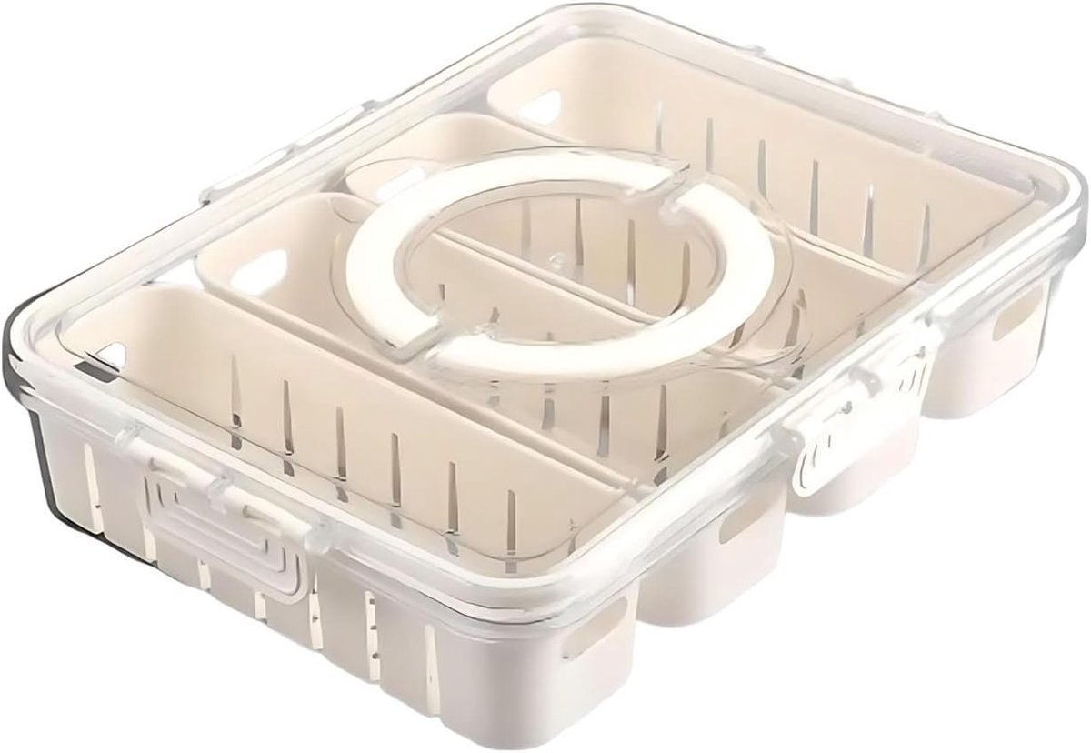 Transparante Voedselopslagdozen met Deksel voor Koelkast, Inclusief 4 Afvoergemanden voor Picknick en Reizen, Ideaal voor Organisatie en Versheid