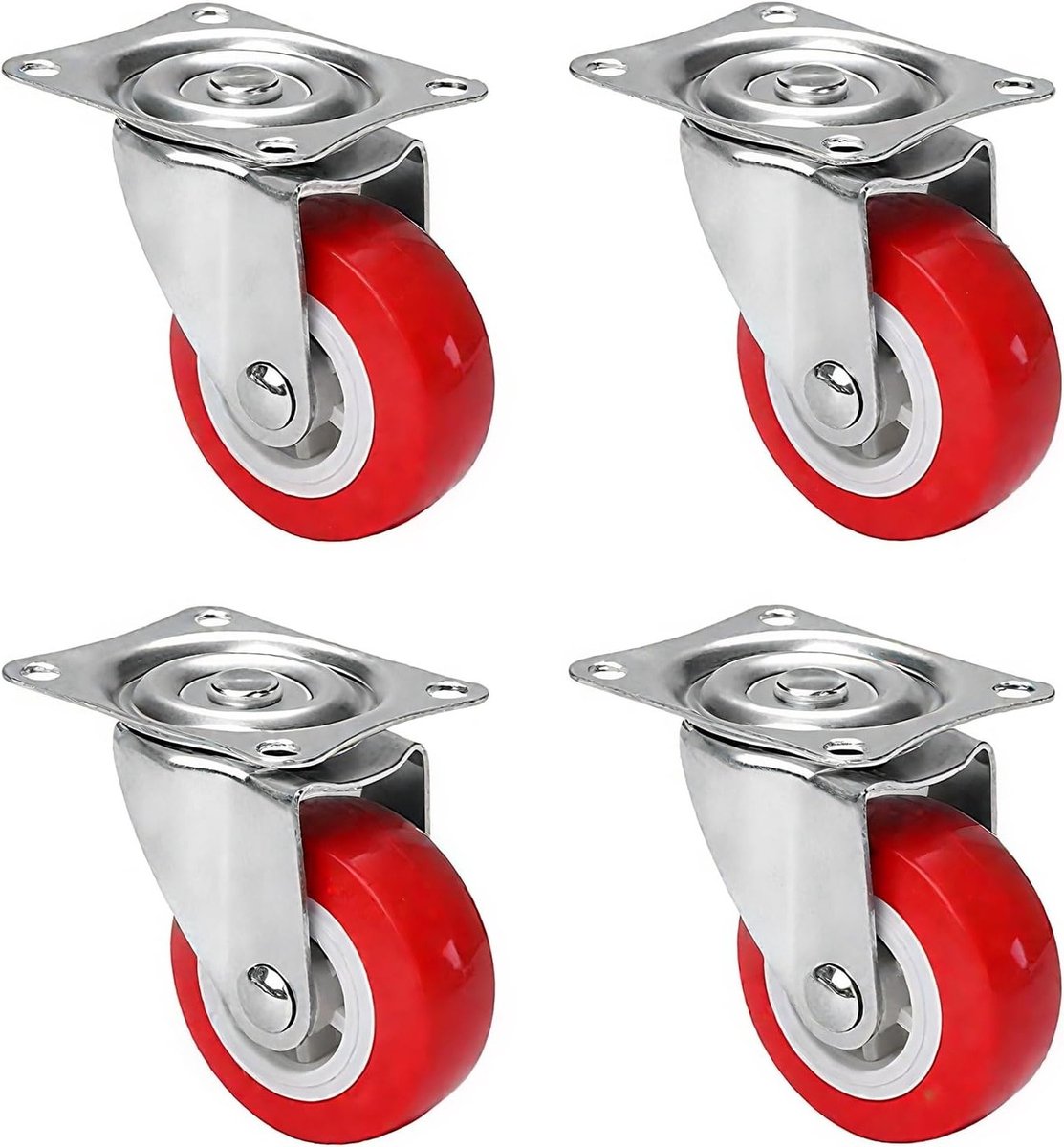 Zware 38 mm Vervangende Meubelwielen met Rem - Set van 4 Polyurethaan Transportwielen voor Palletmeubels tot 200 kg