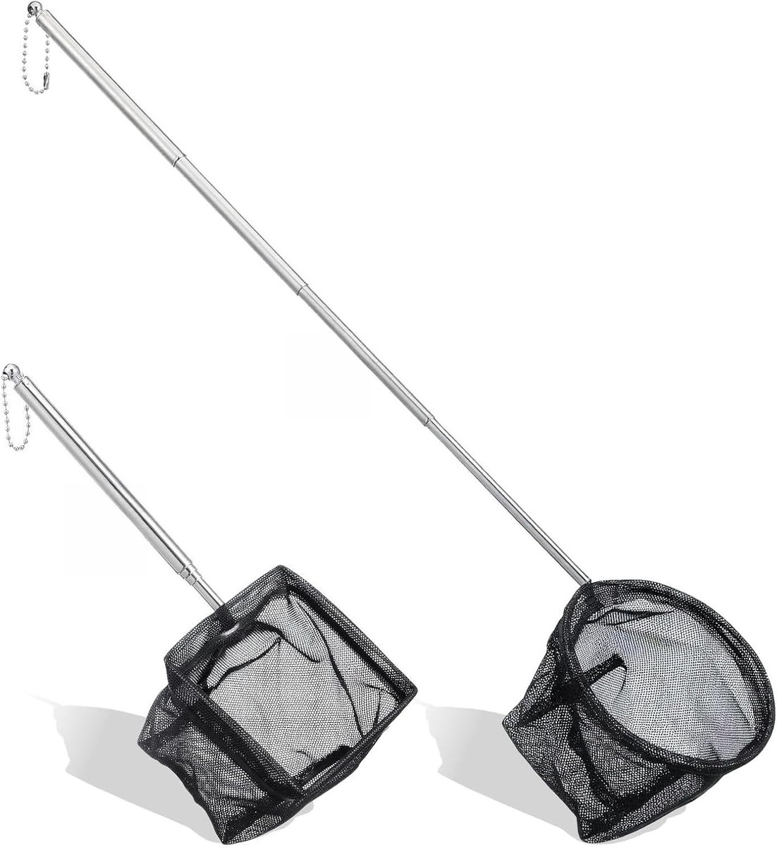 2 Stuks Visnet voor Aquariums en Vijvers, Klein Visnet met Uittrekbare RVS Handgreep, Ideaal voor Kleine Vissen en Garnalen, 8cm/10cm