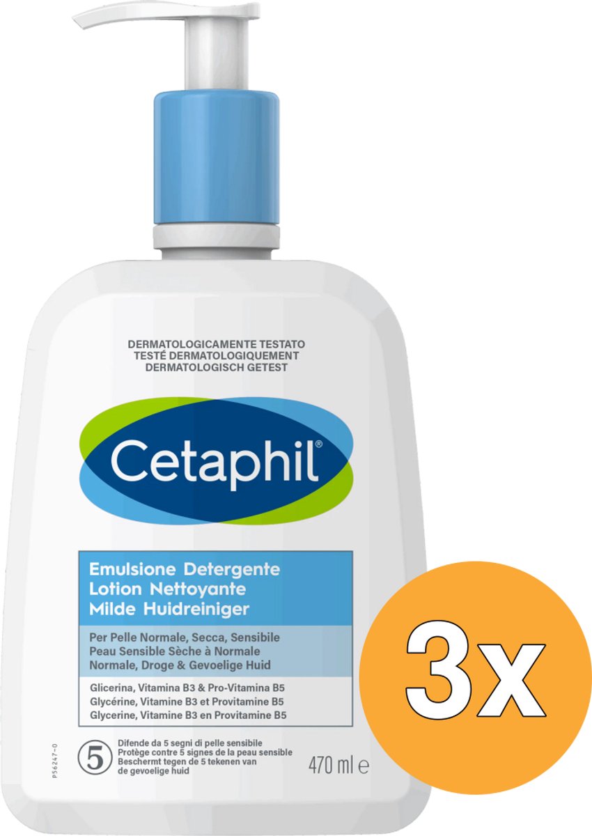 3x Cetaphil Milde huidreiniger (470 ml)