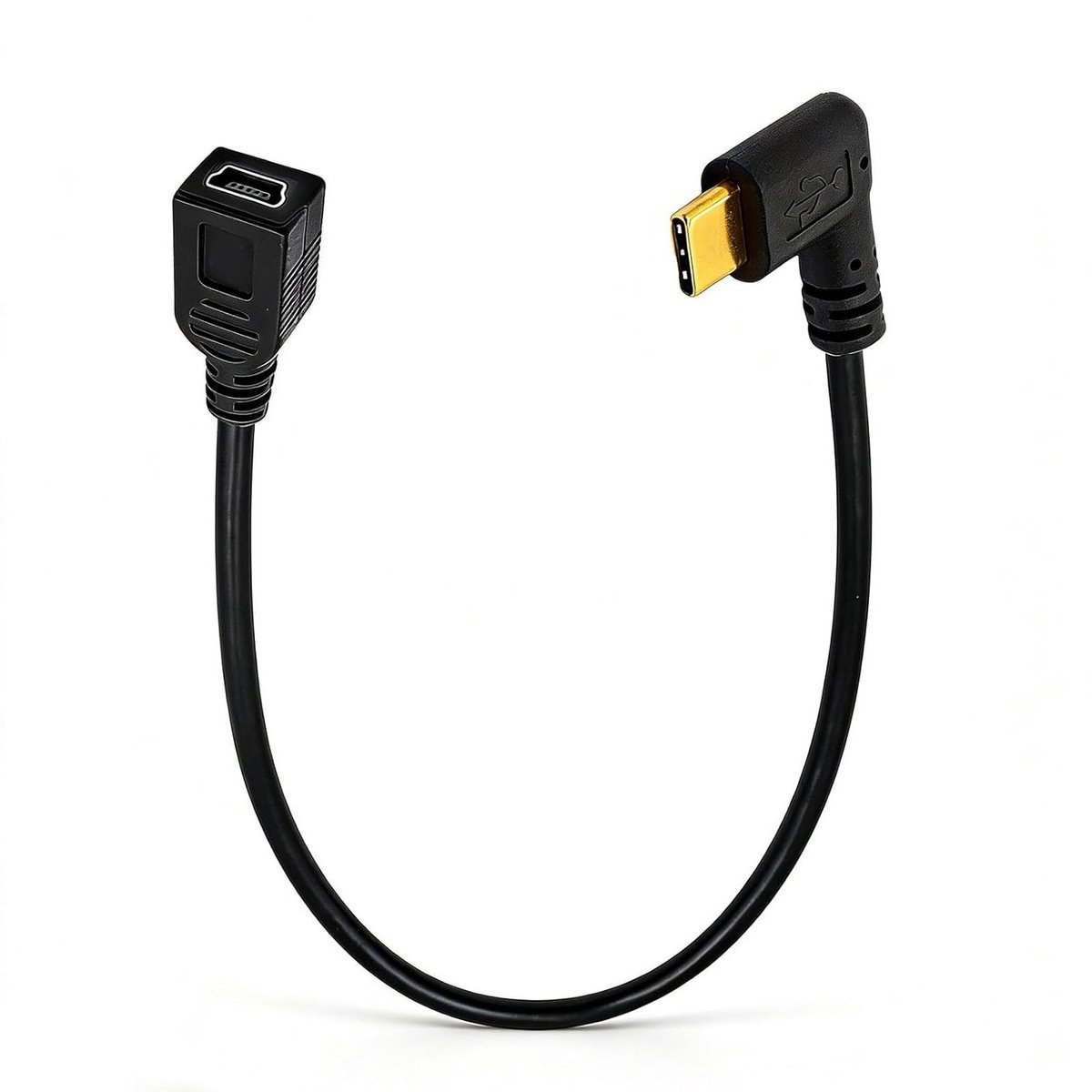 Korte USB naar USB C Kabel van 25 cm met 90° Hoek voor Opladen en Gegevensoverdracht, Geschikt voor USB C Apparaten