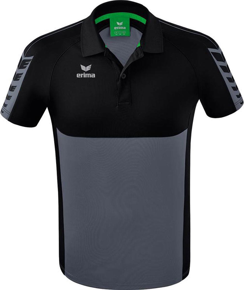 Erima Six Wings Polo Heren - Slate Grey / Zwart | Maat: 3XL