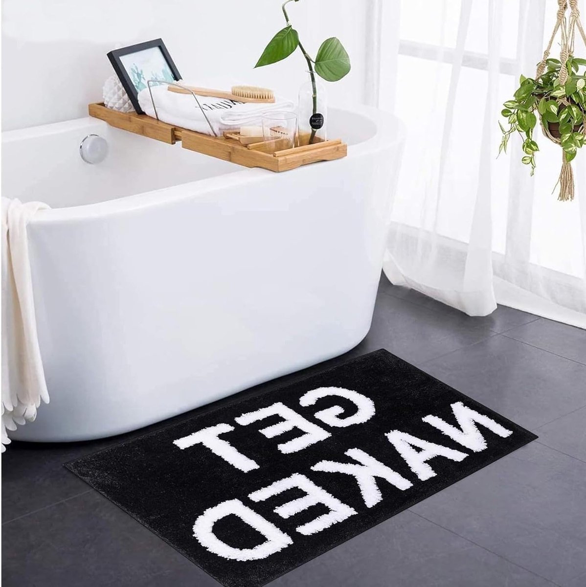Fluffy en Antislip Badmat 40 x 60 cm voor Badkamer, Toilet en Slaapkamer - Wasbare en Comfortabele Badmat in Zwart