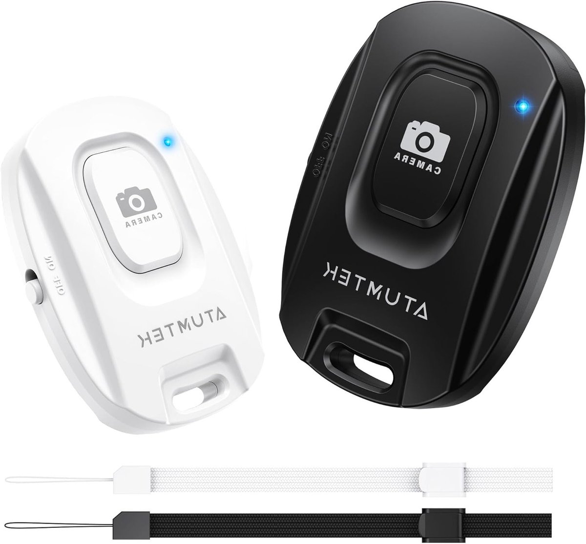 Bluetooth 5.2 Camera Afstandsbediening – Draadloze Selfie Knop voor iPhone en Android Smartphones – 2-Pack met Polsband – Perfect voor Reizen, Feesten en Groepsfoto's – Zwart en Wit