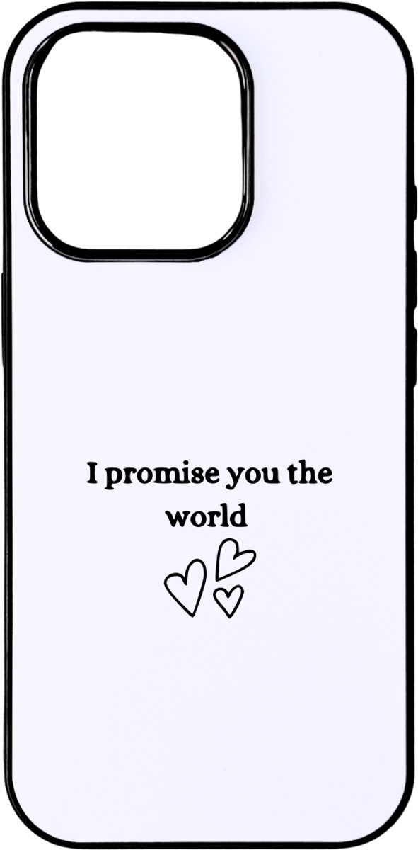 Hacebo® - I promise you the world telefoonhoesje - Liefde - Relatie - telefoonhoesjes - Cadeau - hoesje geschikt voor iPhone 16 Pro