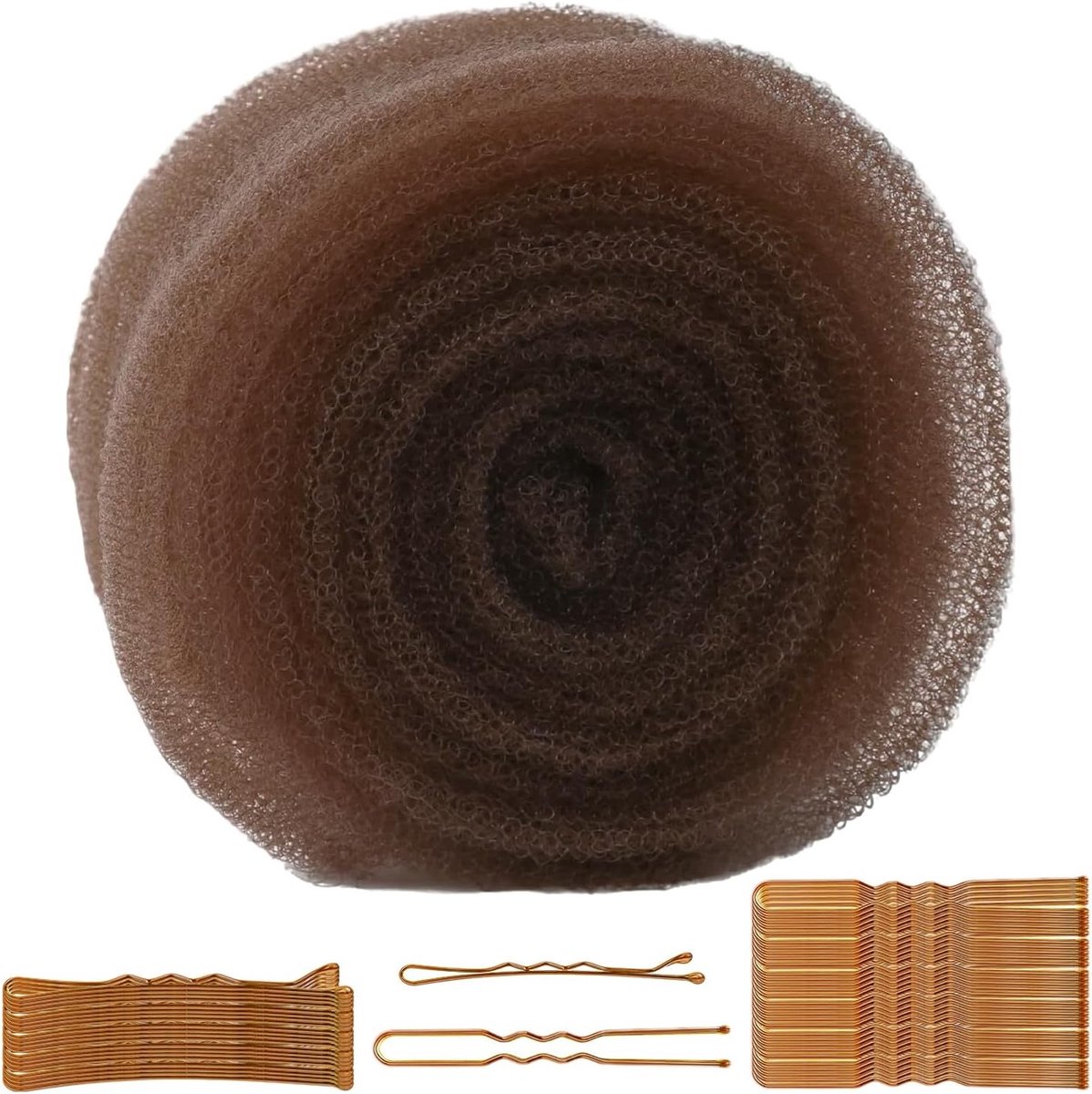 Kussenset voor kapsels opsteken met haarspons en haarspelden, volumehulpmiddel voor dik haar, lichtbruin en stijlvol