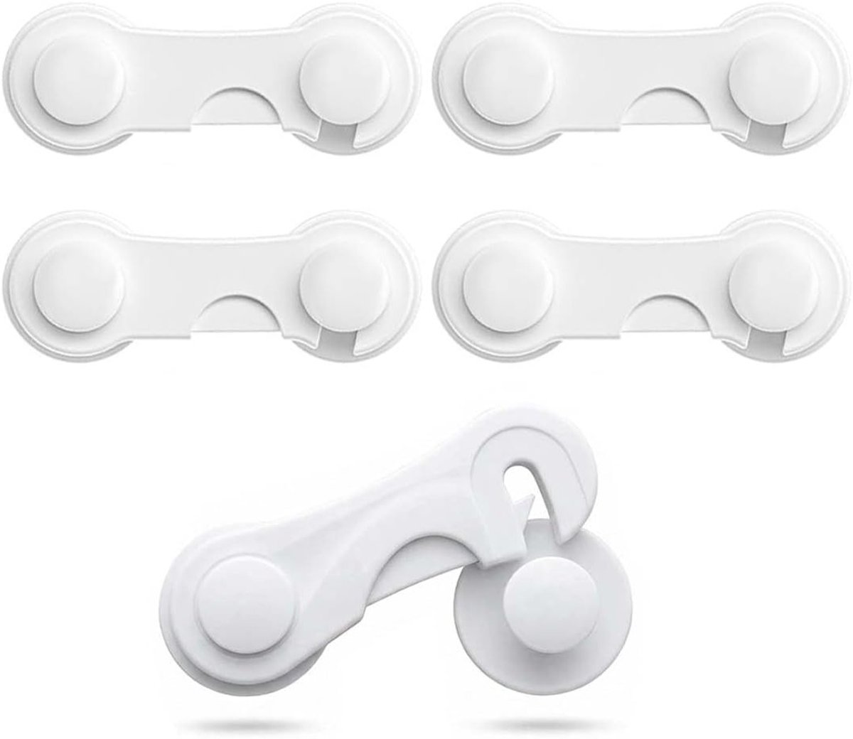 Veiligheidsslot voor Kinderen, 4 Stuks, Wit, Zelfklevend, Meubels, Keuken, Kastbeveiliging, Kindveilige Oplossing