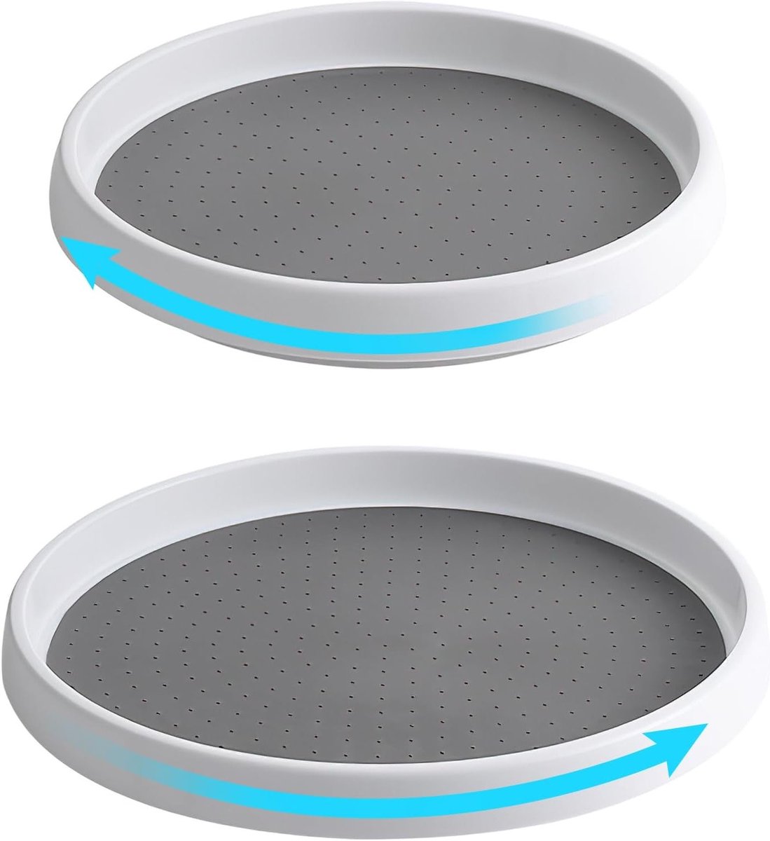 Draaiende Organiser voor Keuken en Badkamer, Rotating Tray voor Specerijen en Koelkast, 2 Stuks, Robuust en Antislip, Ideaal voor Opberging in Lades en Kasten (25 en 30 cm)