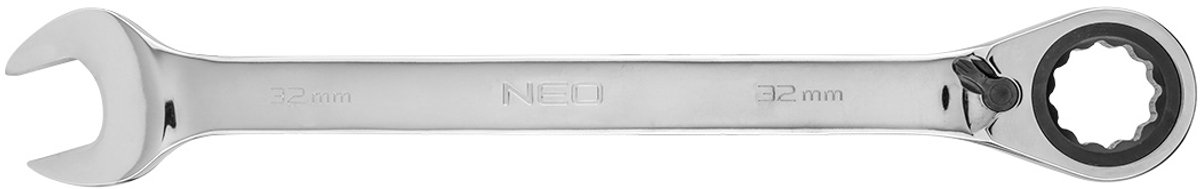NEO - Ringsteeksleutel met Ratchet - 32 mm - Chroom-Vanadiumstaal