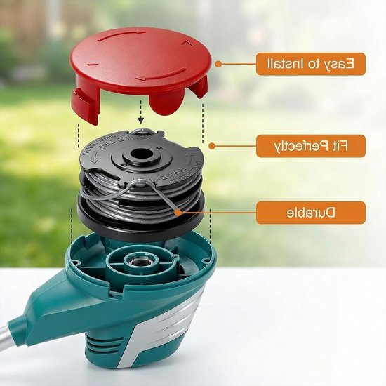 Vervangende Draadspoelen voor Grastrimmer, 6 Spoelen met 2 Caps, Compatibel met ART 24/27/30, Nylon Draad, Diameter 1.6 mm, Tuinaccessoires, Grasmaaien, Tuinonderhoud van Merkloos — afbeelding 4