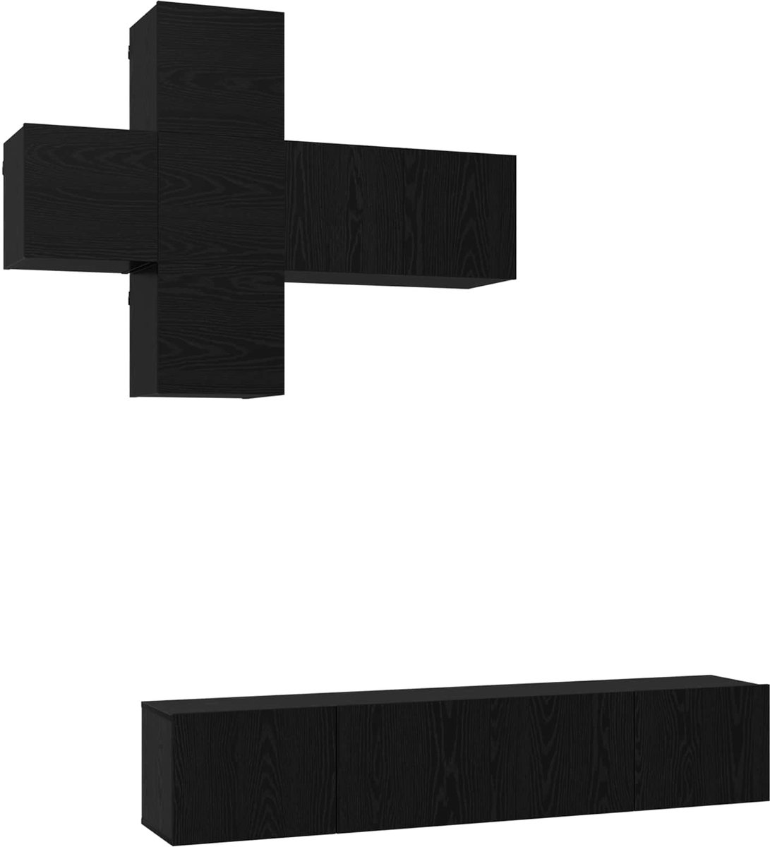 vidaXL - Tv-meubelset - Wandgemonteerd - 3 - pcs - Bewerkt - hout