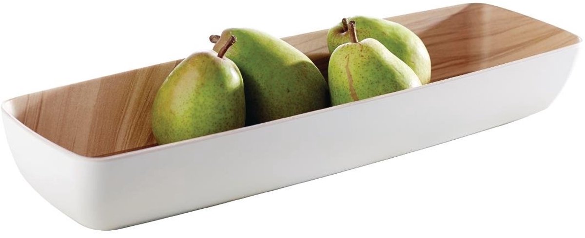 Melamine gn schaal "frida", 2/4gn, wit en hout-look, set van 2 stuks