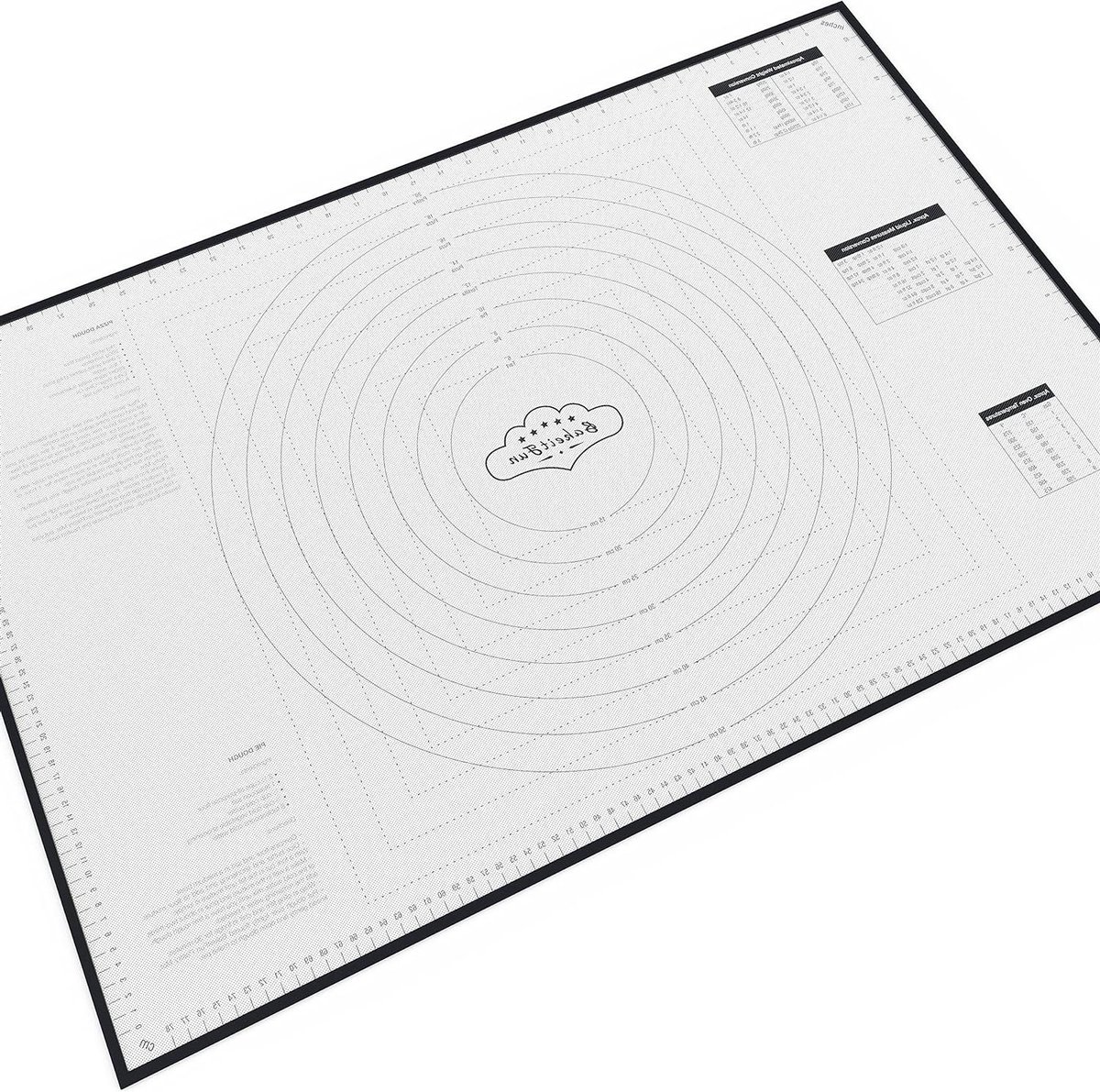 Gebak Mat - Siliconen Onderlegger - Deeg Uitrollen - Met Metingen - 335x225 cm - Zwart