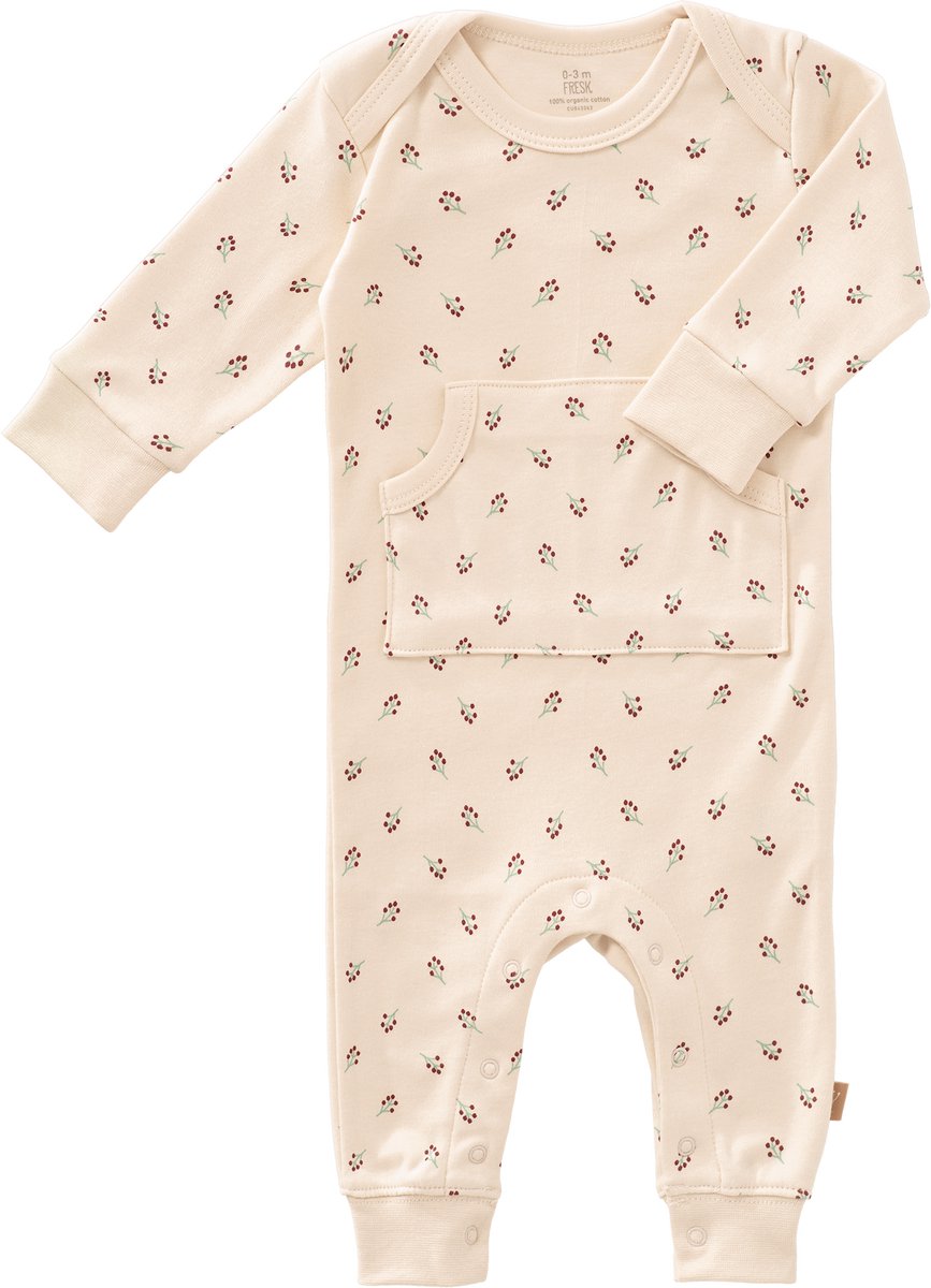 Fresk Pyjama voor Baby's 0-3 m - Boxpakje Meisjes - Babypakje - Biologisch Katoen Ecru - Berries