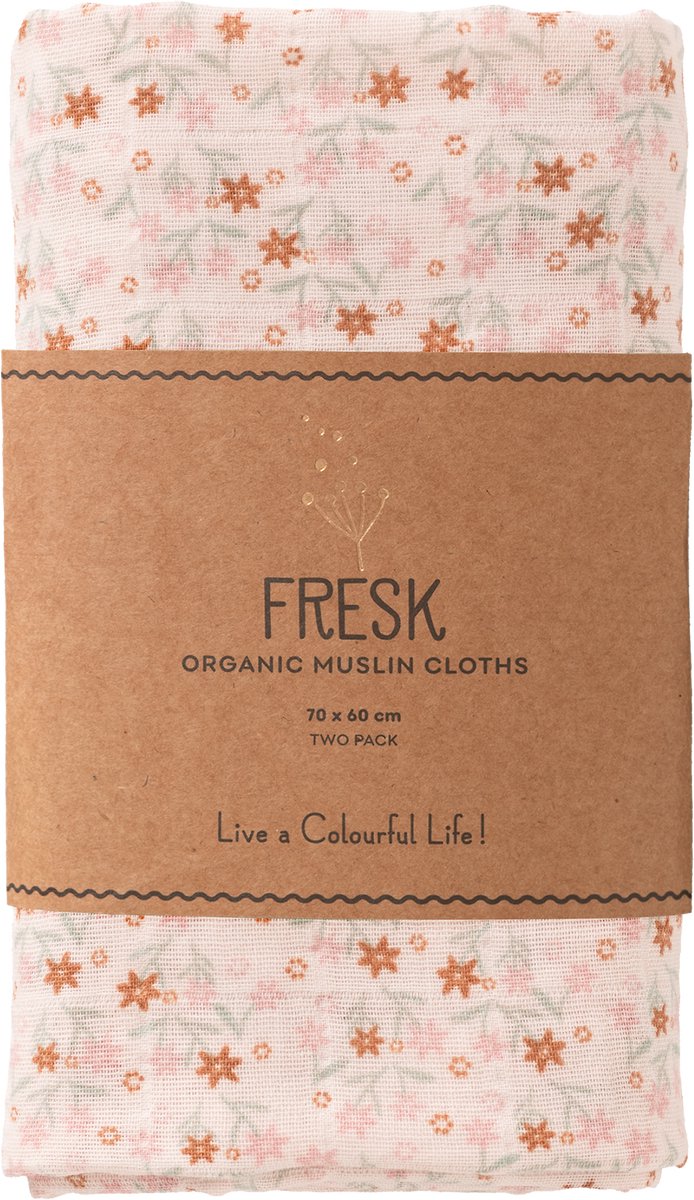 Fresk Hydrofiele Doek - 70 x 60 cm - Spuugdoekjes - Babyverzorging - 1 stuk - Ademend en Absorberend - Babyspullen - Roze - Garden Flowers van Fresk — afbeelding 2