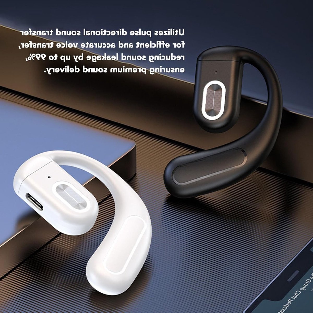Draadloze Single Ear Headset met Oorklem, 180mAh Batterij en Geluidsisolatie voor Sport en Gaming - Zwart