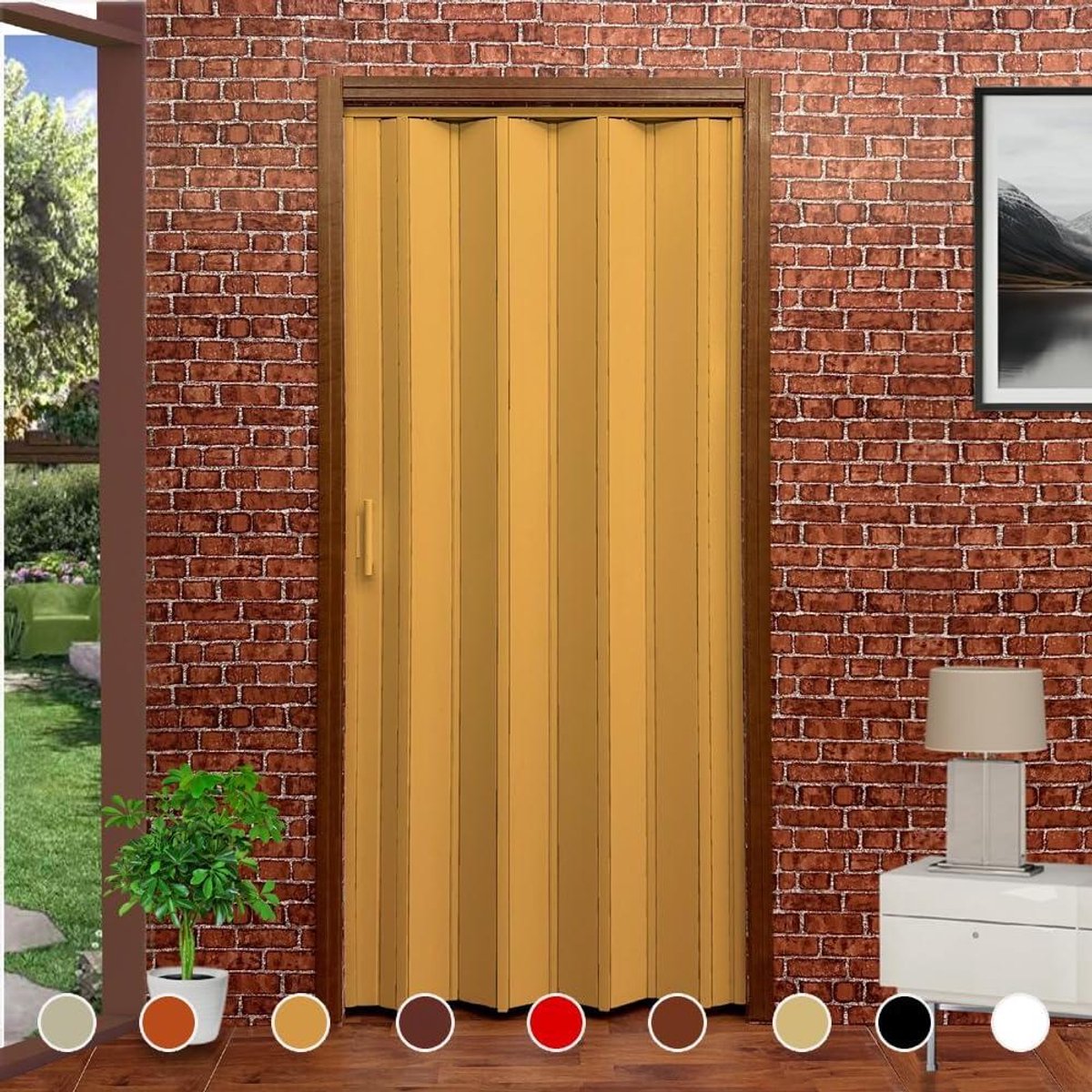 Vouwdeur PVC - Schuifdeur Houtlook - Kamers Delen - Op Maat Te Snijden - H 220 cm - As