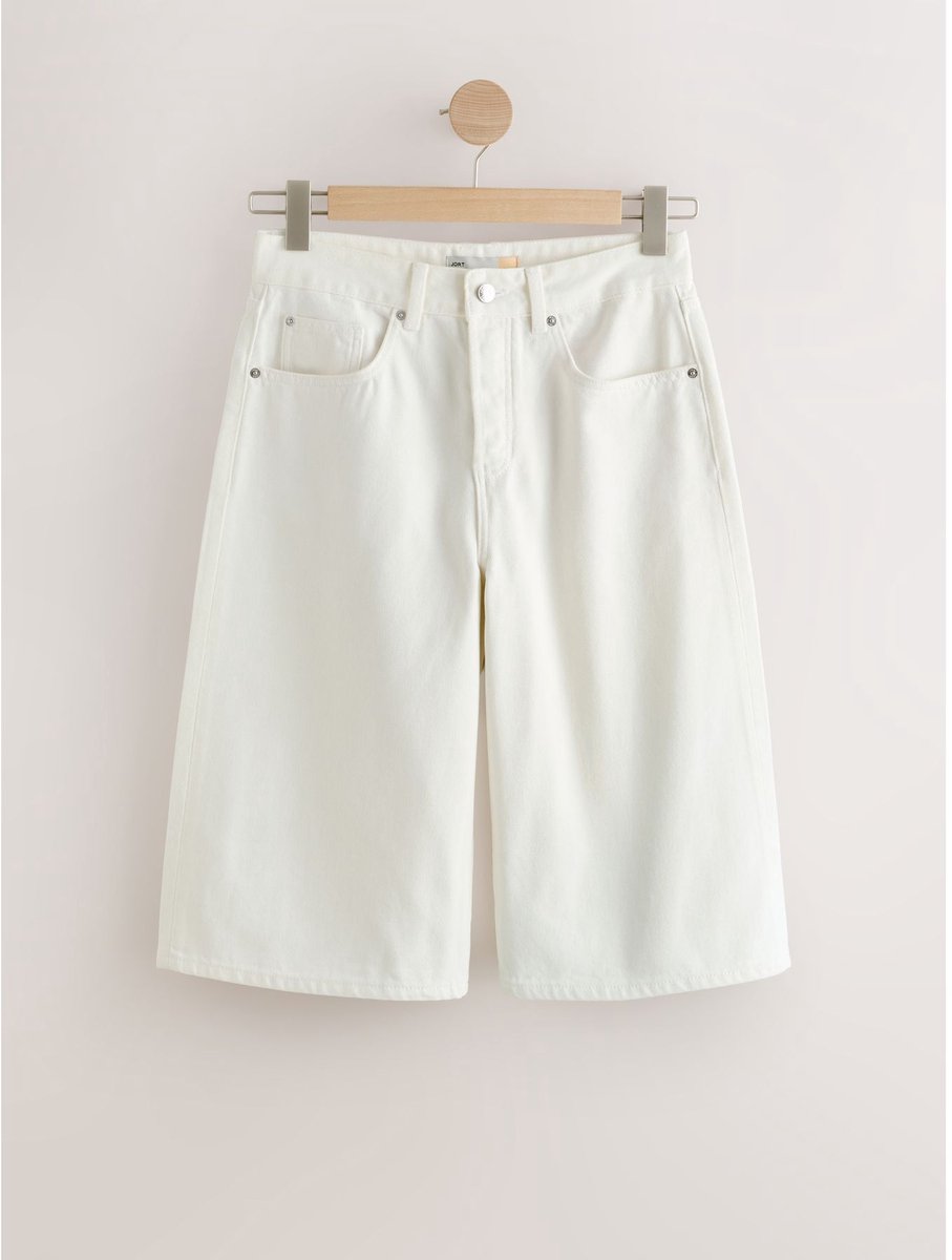 Next - Dames - Kniehoge denim jort short - Wit