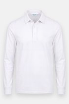 Vercate - Heren Polo Lange Mouw - Strijkvrij Poloshirt - Wit - Slim Fit - Excellent Katoen - Maat M