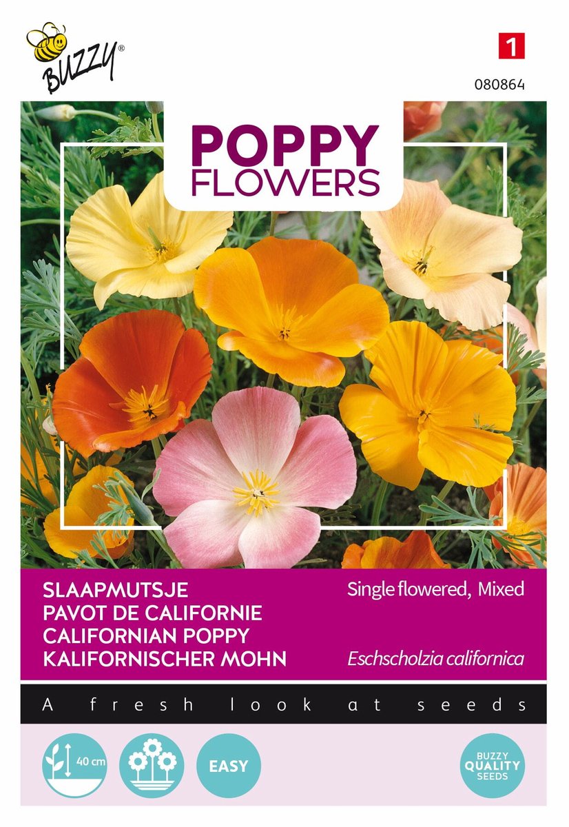 Buzzy Poppy Flowers - bloemzaad - Slaapmutsje