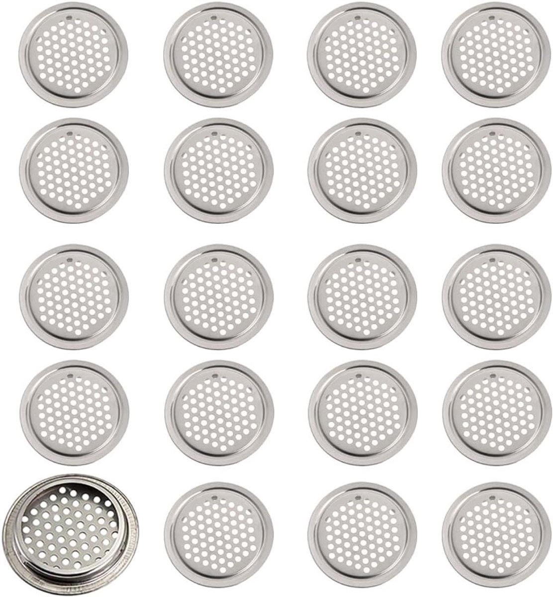 Ventilatieroosters - Luchtgaten - Meubel Ventilatie - Roestvrij Staal - 35mm 20 Stuks - Zilver