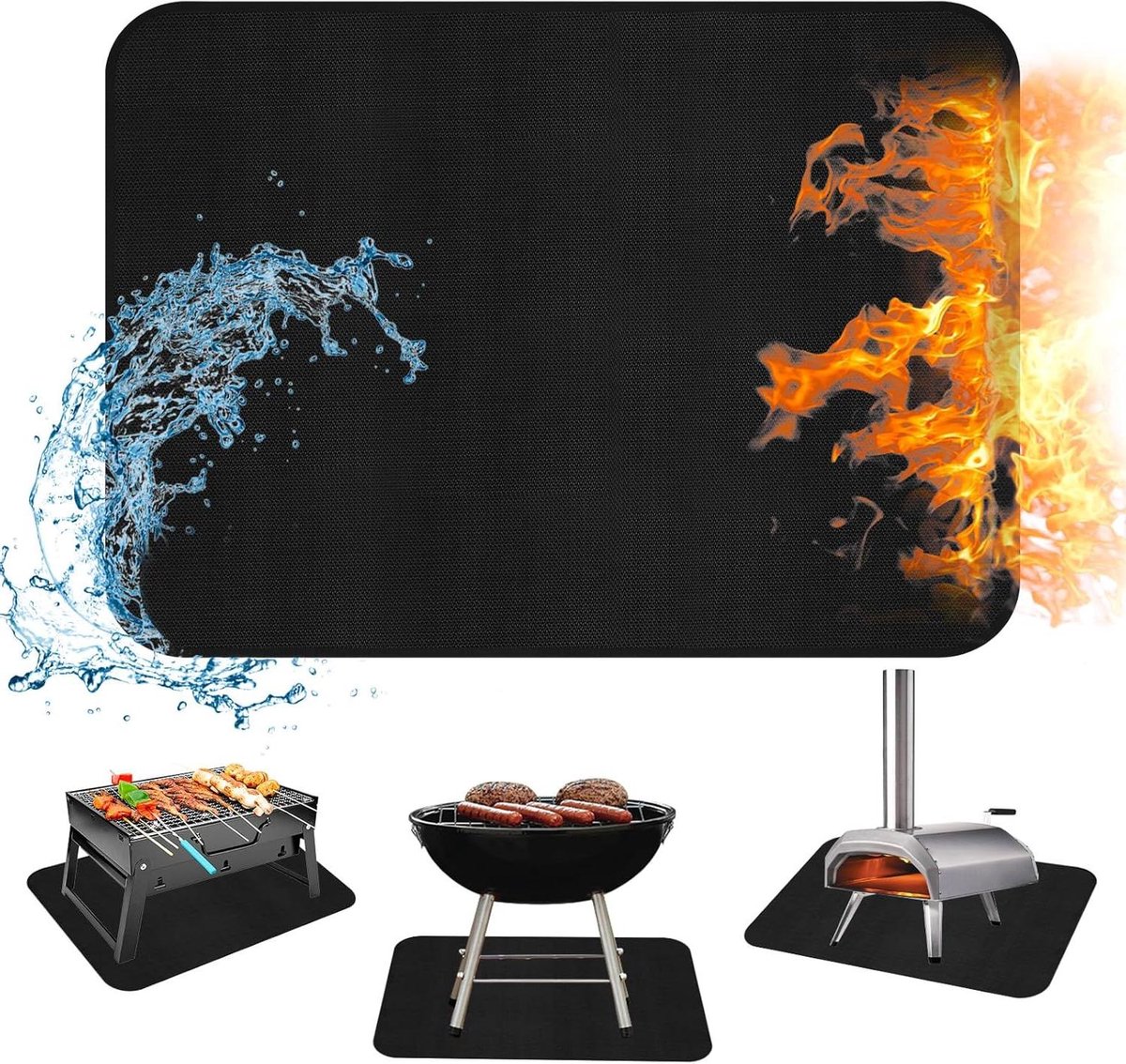 Grillmat - Onderlegger - Tafel Beschermen - Hittebestendig Vuurvast - 61 x 79 cm - Zwart