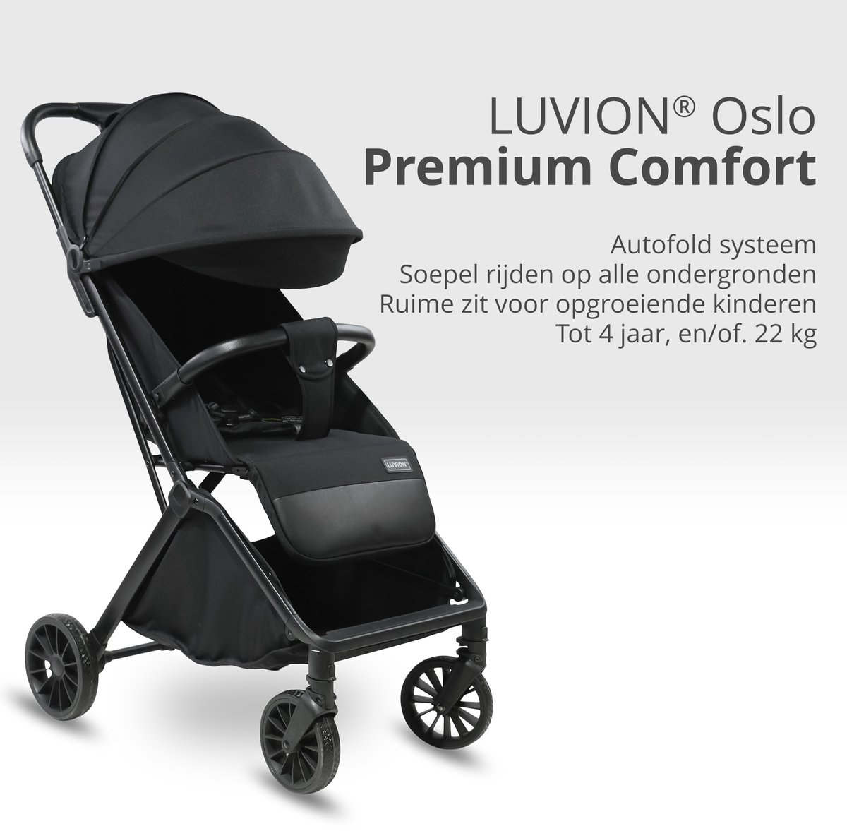 LUVION® Oslo Buggy - Plooibuggy lichtgewicht inklapbaar - Zwart - Inclusief Travel Bag — cadeau in Cadeau-ideeën - foto 5