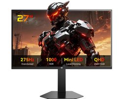 TITAN ARMY P276MS Gaming-monitor, 27"QHD 2560×1440 Fast IPS, 275Hz Overklok,1ms MPRT,HDR1000 1200 nits,FreeSync,Game Plus&15 Scenario-modi,PBP&PIP-split screen-modus,Laag blauw licht & flikkervrij,Verstelbare kantelbare standaard,VESA-muurbevestiging