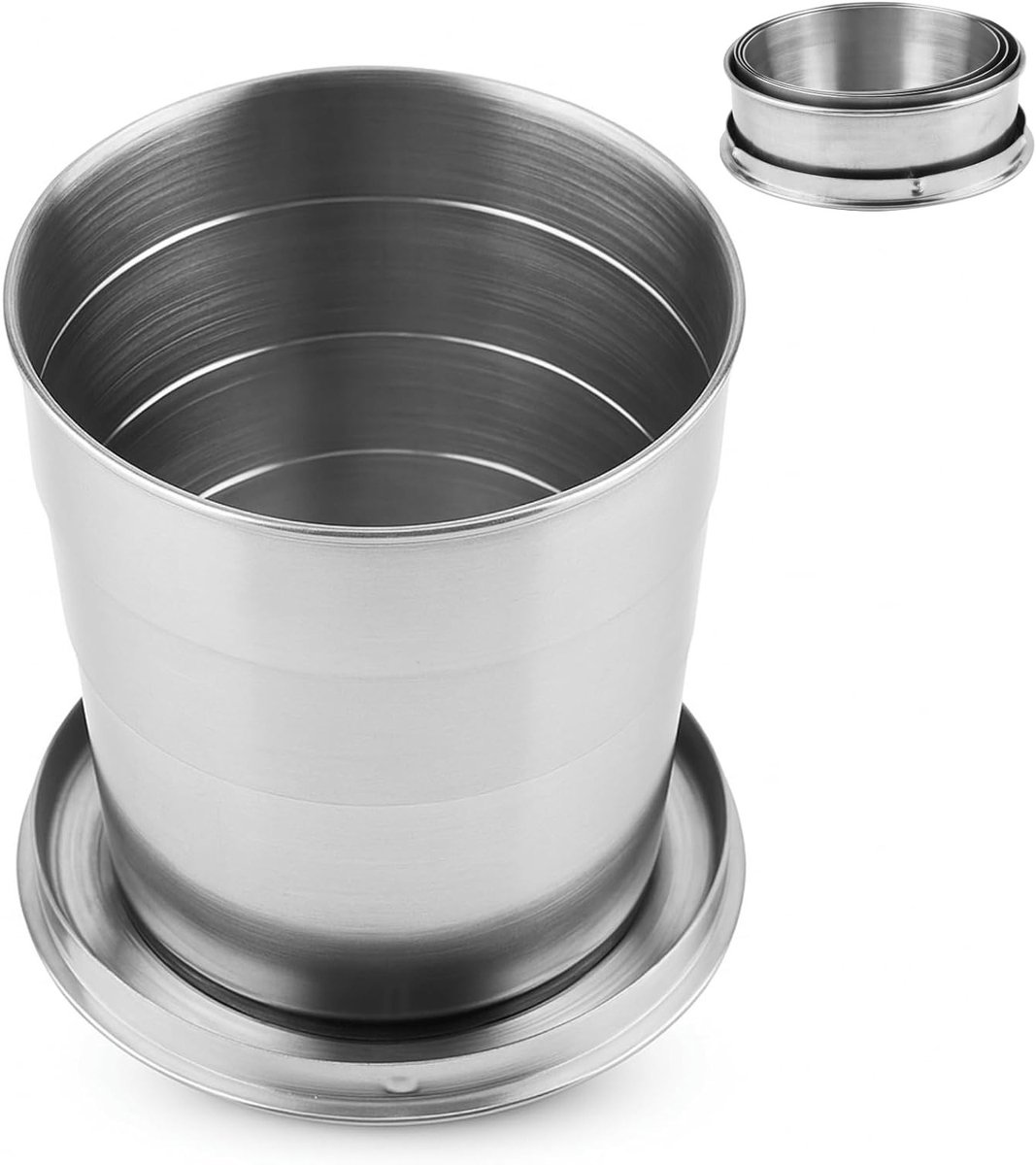 Vouwbare metalen telescopische beker voor outdoor, reizen en kamperen - 250ml, vierdelige set