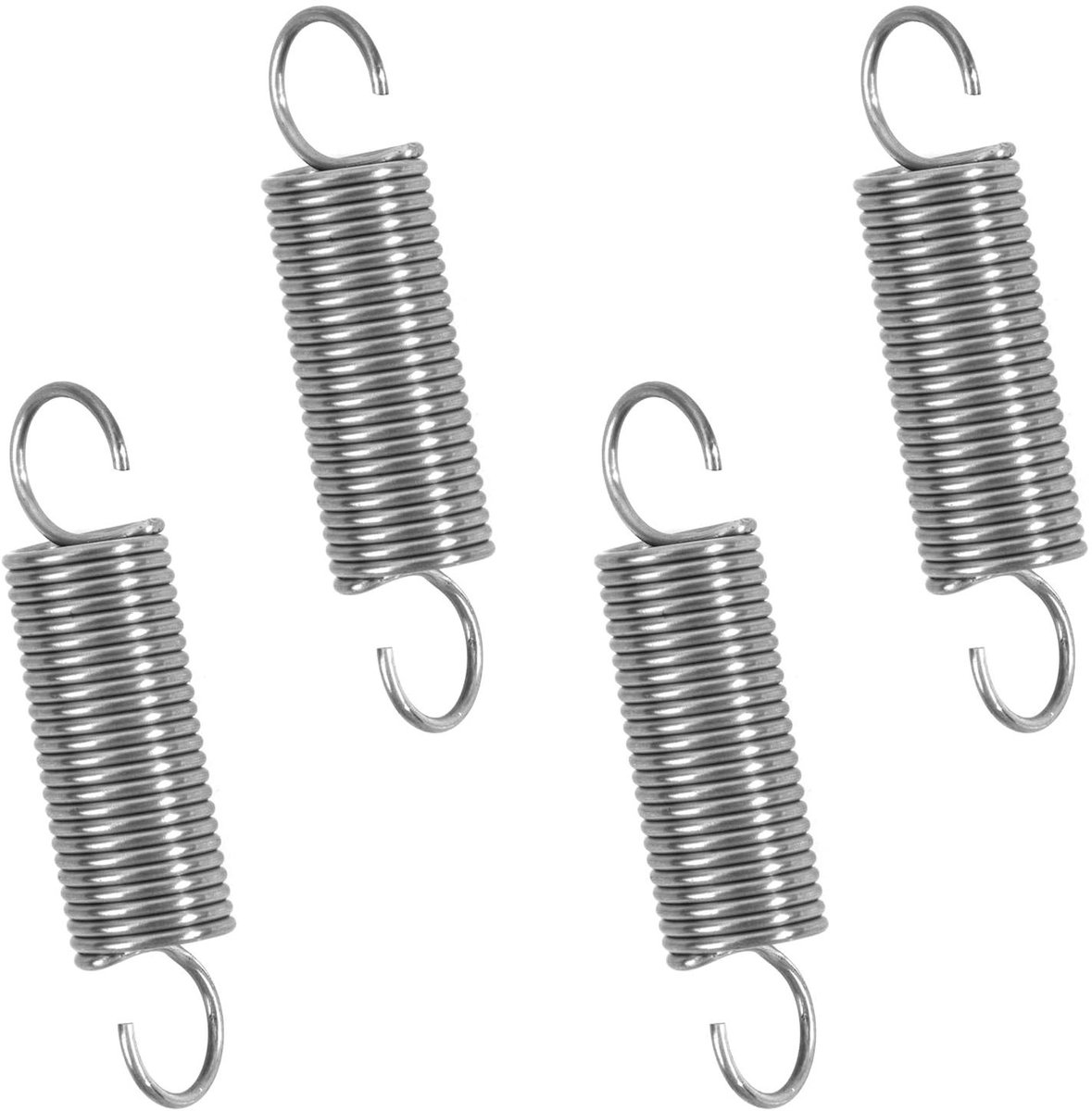 Trekveren met haak - Spanveren set - Bevestiging en spanning - Roestvrij staal 304 - 4 stuks 50mm - Zilverkleurig