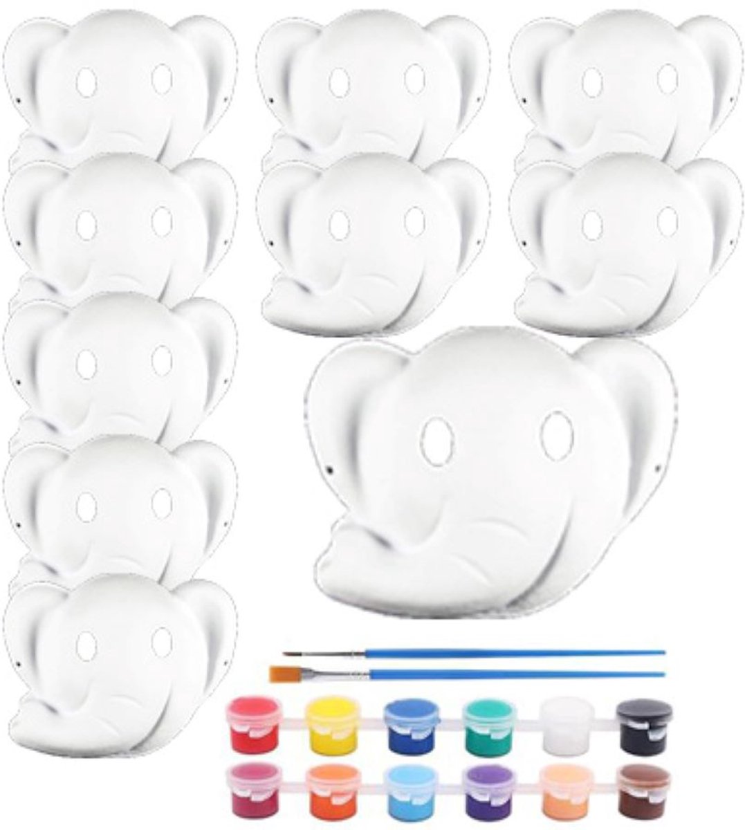 Killogood 10 dierenkostuummaskers - orkmaskers - papieren orkmaskers - doe-het-zelf handgeschilderde maskers - doe-het-zelf witte papieren maskers - geschikt voor carnaval - cosplay - Halloween - Olifant