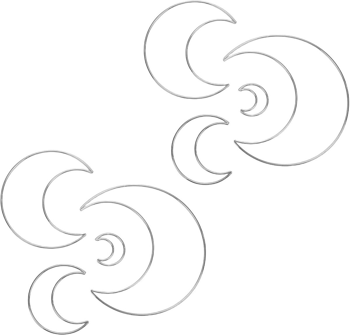 Dromenvanger Hoepels - Macrame Ringen - Hobby Knutselen - Stevig Metaal - 4 Maten Set - Zilver