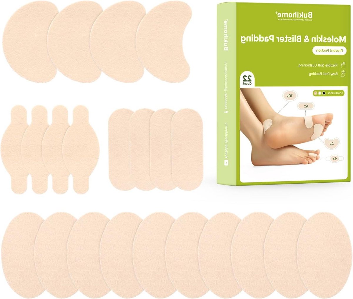 Zelfklevende Moleskin Pads - Blarenpleisters Voet - Voorkom Blaren - Ademend Moleskin Materiaal - 22 Stuks - Beige