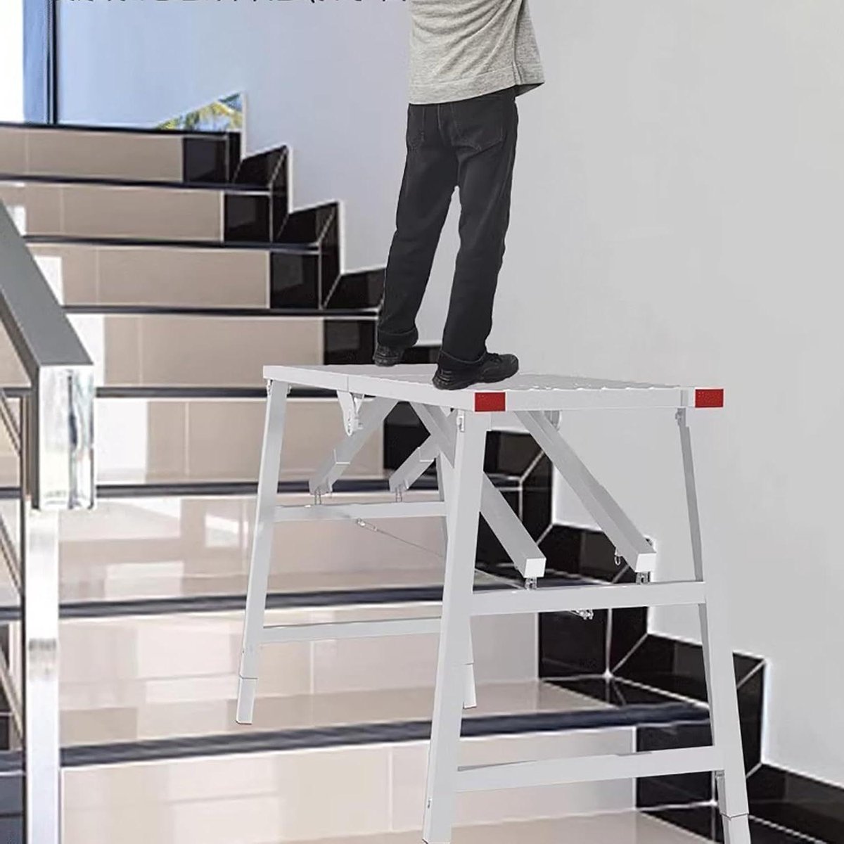 Steiger met Verstelbare Voeten - Werkplatform Bouw - Huisverbetering Schilderen - Opvouwbaar Stalen Frame - 160x40cm - One Color