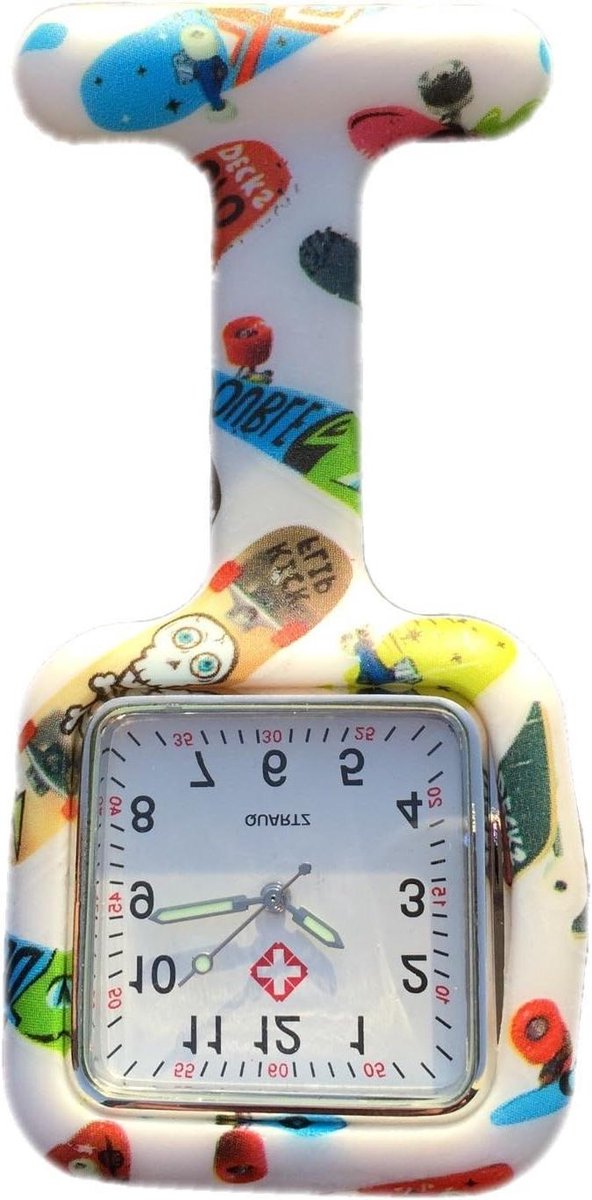 Zakhorloge Zuster - Broche Horloge - Hygiënisch Werken - Siliconen Behuizing - 3.5cm Diameter - Gekleurd