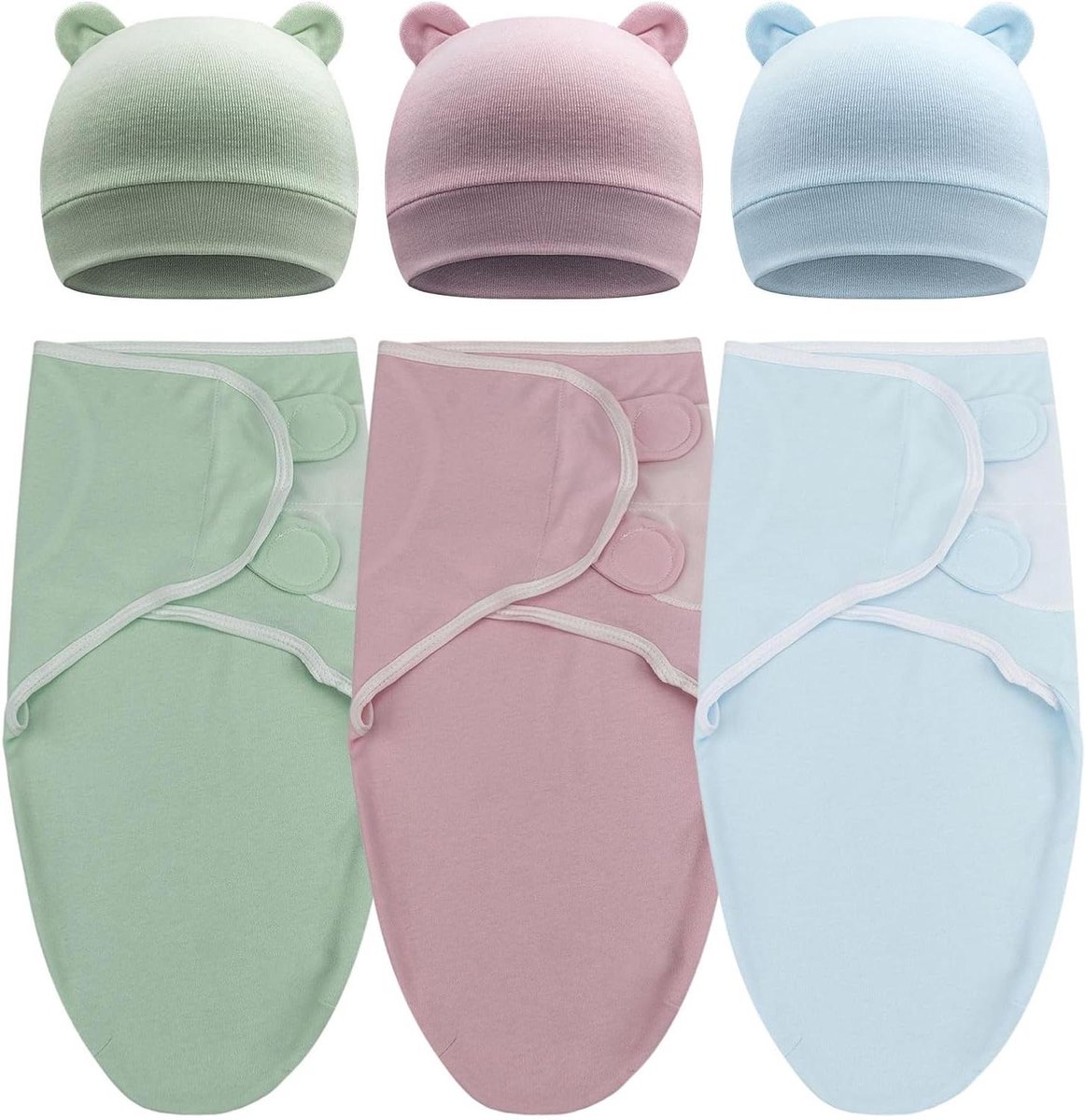 Baby Swaddle Dekens - Wikkeldoeken baby - Baby comfort - Verstelbaar ontwerp - 3 Stuks - Bedrukt