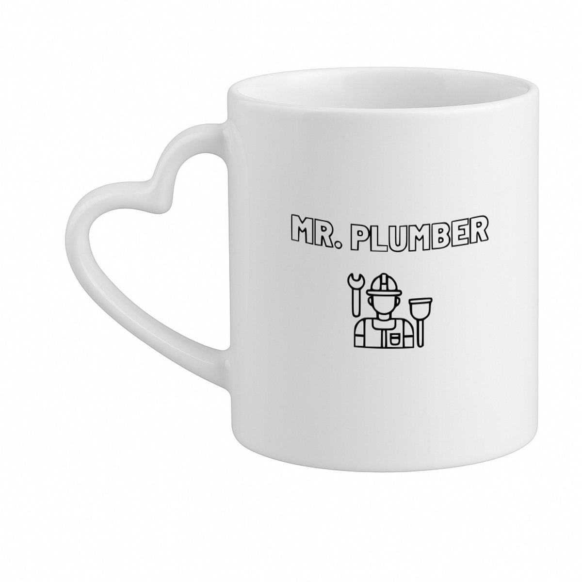 Hacebo® - Loodgieter MR. plumber koffiebeker met hart oor wit - Loodgieter - Familie vrienden collega - thee mok - koffie beker - Cadeau - koffiemok - 330 ML