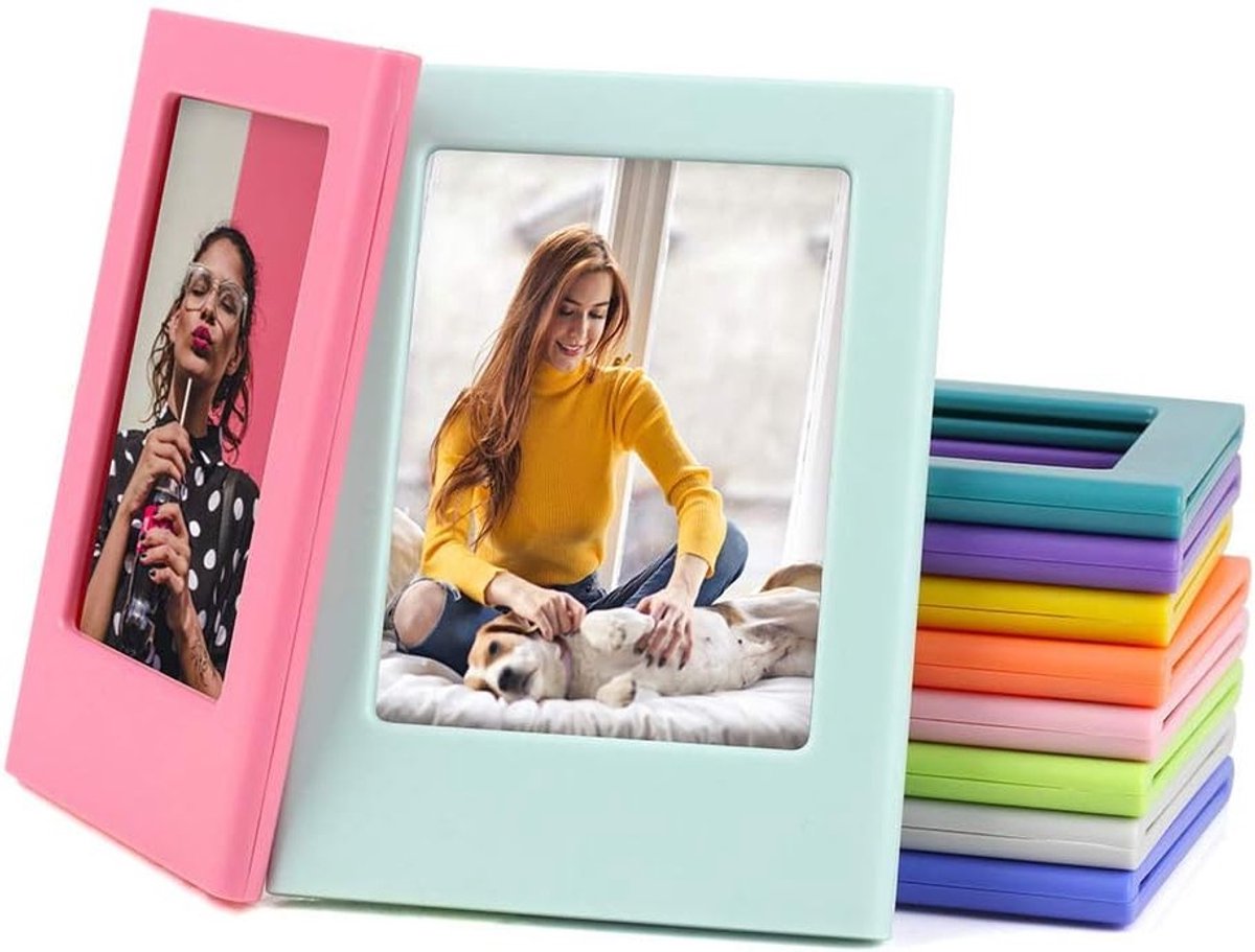 Kleurrijke Mini Pocket Magnetische Fotolijsten, 3.5x2.5 Inch, Geschikt voor Instax, 10 Stuks, Ideaal voor Koelkast en Decoratie