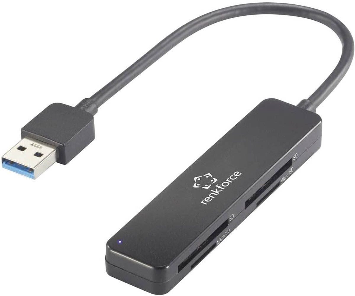 Externe Geheugenkaartlezer - USB Kaartlezer - Bestanden Overzetten - Snelle USB 3.2 - Compact Formaat - Zwart