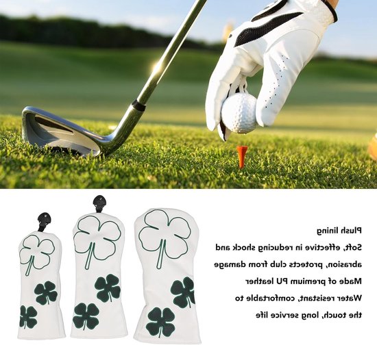 Premium PU Lederen Golf Accessoire - 3 Stuks Houten Hoofddeksels met Pluche Voering voor Bescherming en Comfort van premium — afbeelding 3