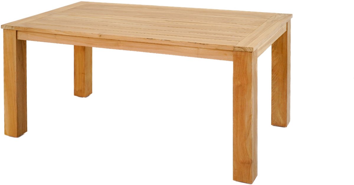 Teakea - Nelson Teak Tuintafel 160x90x75 cm - Massief Teakhout - Stevige Rechthoekige Buitentafel