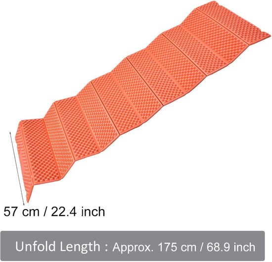 Camping Matras - Slaapmat Schuim - Buiten slapen - Opvouwbaar en lichtgewicht - 175x57x1 cm - Oranje van Camping — afbeelding 3