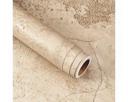 Papier peint adhésif beige doré look béton pour chambre et salle de bain, 40CMx10M, papier contact autocollant résistant à la chaleur pour cuisine et rénovation de meubles