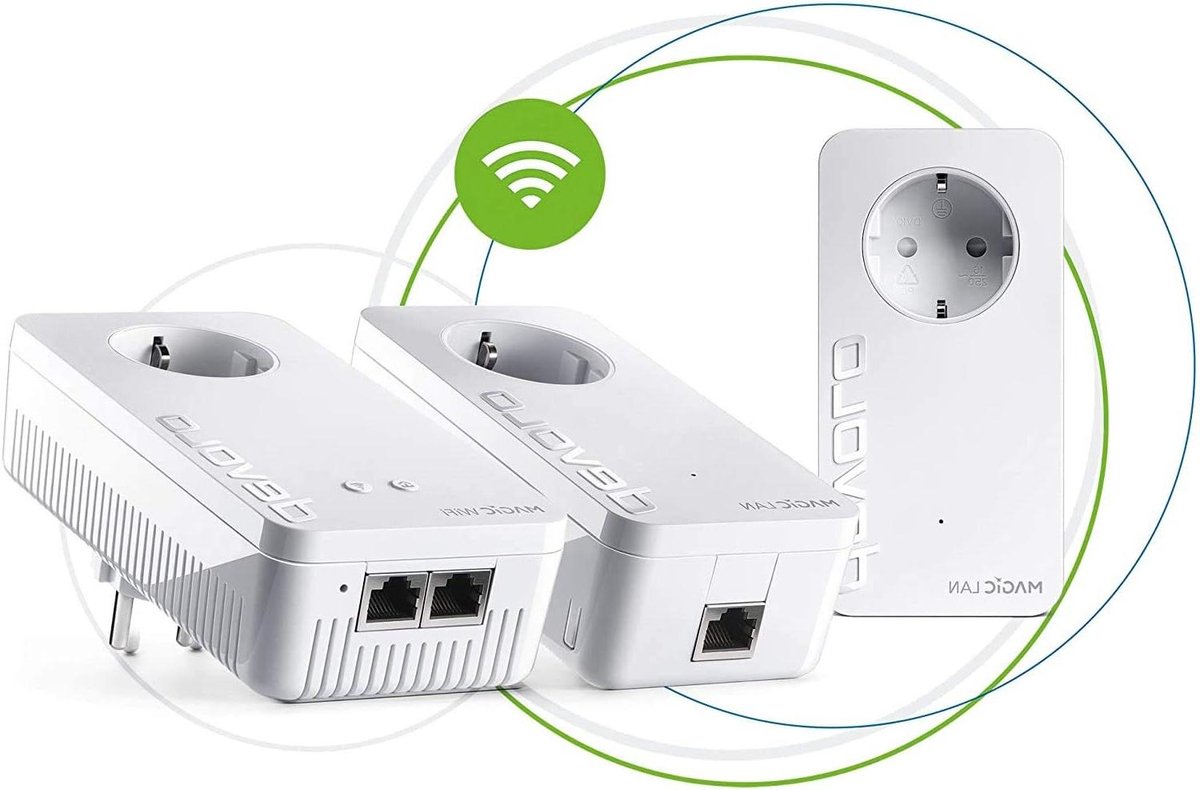 Powerline WiFi Kit - Internet Versterker Netwerk - Stabiliteit Internet - Drie Adapters G.hn - 1200 Mbit/s - Wit