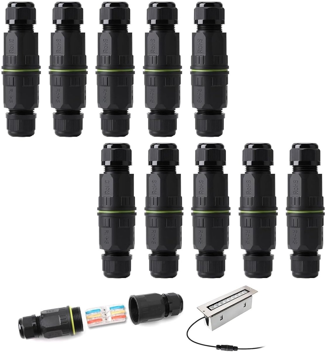 Waterdichte Kabelverbinders - Aansluitdozen Tuin - Buiten Installeren - IP68 Bescherming - 4-10mm Kabel - Zwart