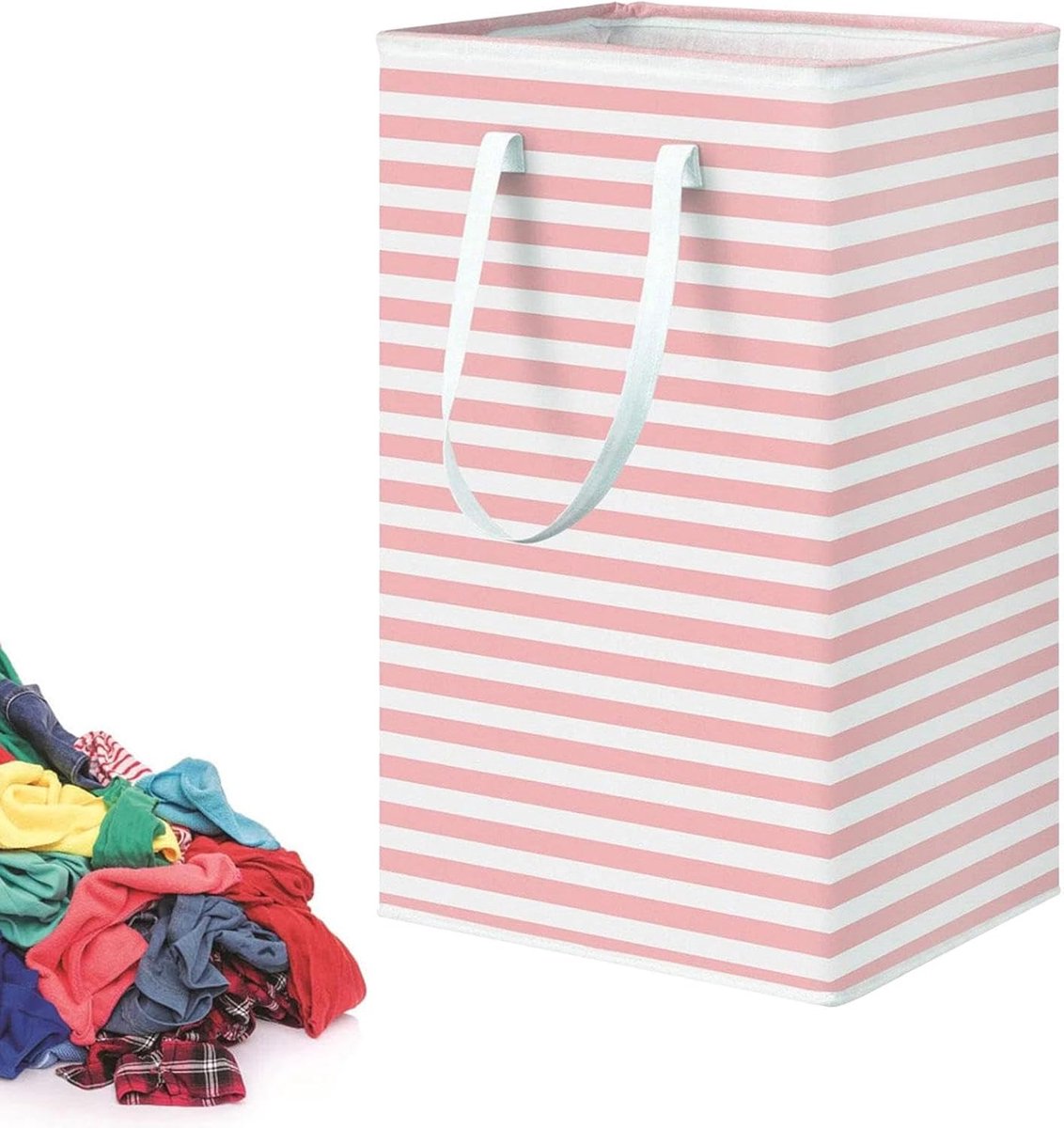 Wasmand op wieltjes Opvouwbare mand Vuile was opbergen Met deksel en zakken 75 liter inhoud