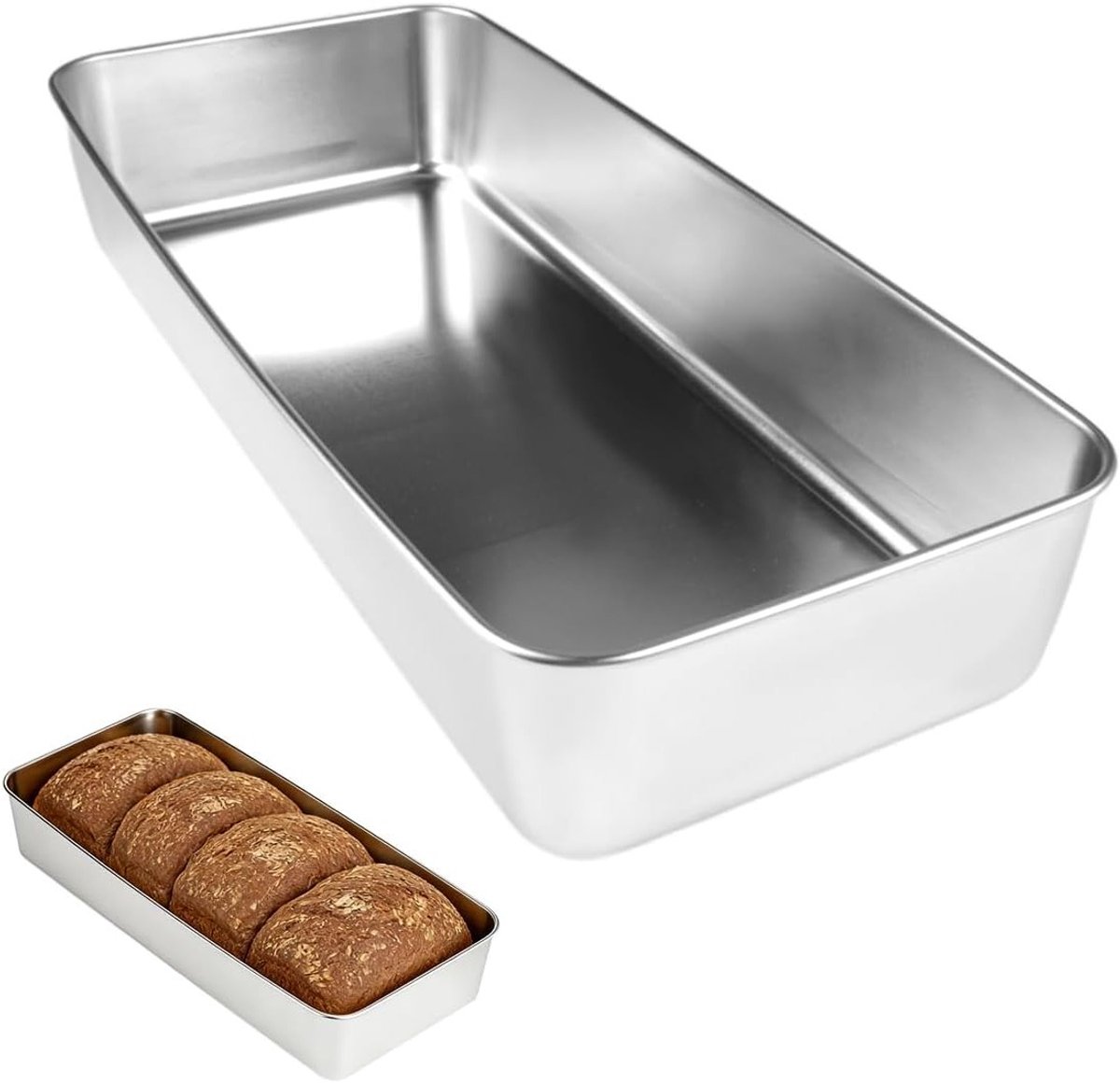 Broodbakvorm van roestvrij staal, 33 x 15 x 6 cm, ideaal voor het bakken van brood en cake, met anti-aanbaklaag en eenvoudig schoon te maken, vaatwasserbestendig
