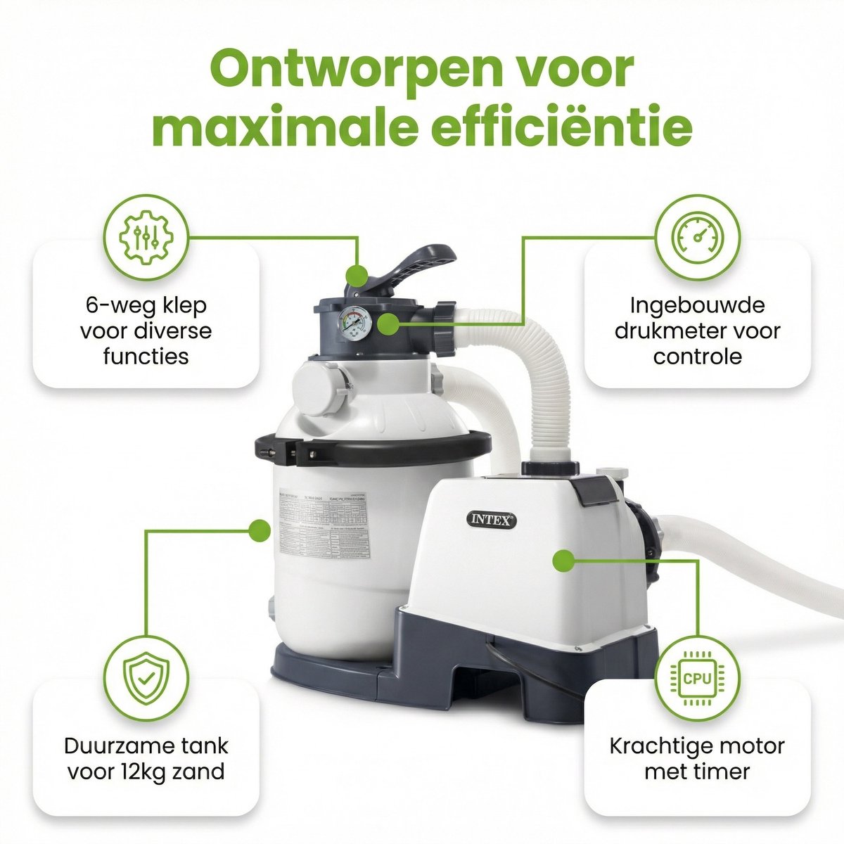 Intex 26644GS Zandfilterpomp - SX1500 - 4000 liter per uur inclusief Filterglas (3 stuks) en Testrips – foto 4