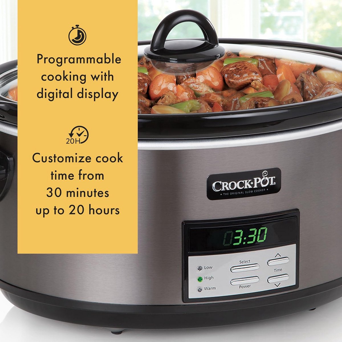 Grote 8 liter programmeerbare slowcooker met automatische warmhoudfunctie en kookboek – foto 4
